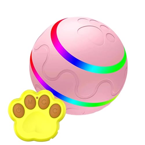 Moving Pets Ball, 500 mAh, automatischer Rollball, wiederaufladbarer Silikon-Hundeball mit LED-Licht, Bewegungsmelder, aktiver Rollball mit Fernbedienung, wasserdichter Haustierball für von Deewar