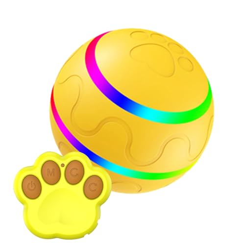 Moving Pets Ball, 500 mAh, automatischer Rollball, wiederaufladbarer Silikon-Hundeball mit LED-Licht, Bewegungsmelder, aktiver Rollball mit Fernbedienung, wasserdichter Haustierball für von Deewar