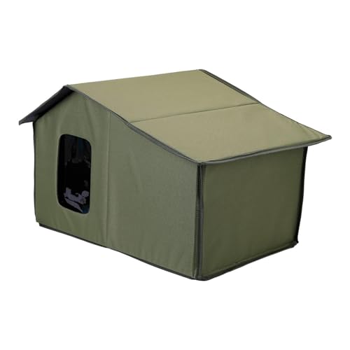 Outdoor Katzenhaus Outdoor Katzen Schlafhöhle Wasserdichtes Oxford Tuch Katzenbett Wetterfest Katzen Hunde Unterschlupf mit Transparentem Fensterdesign für Outdoor Indoor Garten von Deewar