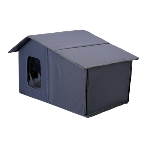 Outdoor Katzenhaus Outdoor Katzen Schlafhöhle Wasserdichtes Oxford Tuch Katzenbett Wetterfest Katzen Hunde Unterschlupf mit Transparentem Fensterdesign für Outdoor Indoor Garten von Deewar