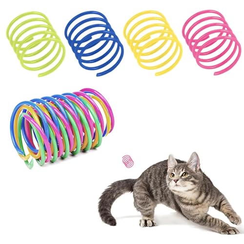 100 Stück Katzenspielzeug Spirale Set, Cat Spring Spielzeug,Kunststoffspiralfedern Interaktives Spielzeug, Breit Bunte Spiralfedern Katzenspielzeug für Katzen, Hunde, Haustiere Schlagen, Beißen, Jagen von Defresit