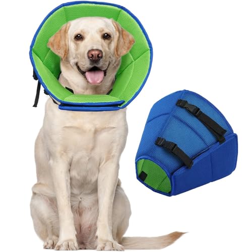 Halskrause Hund,Bequem leckschutz Hund,Schutzhalsband Kegelhalsbänder Verstellbar Genesungshalsband,Hunde Halskrause Leckschutz Hunde,Hundehalskrause Vorbeugung von Biss Leckwunden,Blau (Blau, L) von Defresit