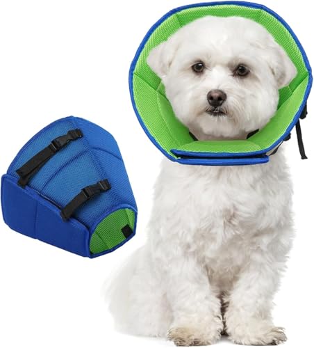 Halskrause Hund,Bequem leckschutz Hund,Schutzhalsband Kegelhalsbänder Verstellbar Genesungshalsband,Hunde Halskrause Leckschutz Hunde,Hundehalskrause Vorbeugung von Biss Leckwunden,Blau (Blau, M) von Defresit