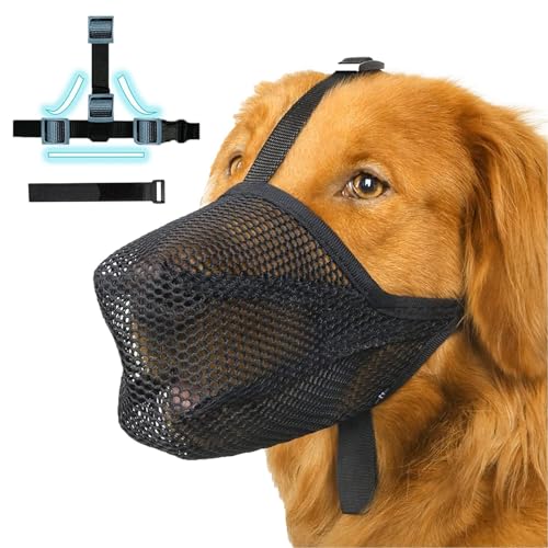 Maulkorb Mesh, Hundemaulkörbe mit Klettverschluss,Atmungsaktive Hunde Maulkorb,Maulkorb Mittlere Hunde,Mesh Maulkorb Hund,Maulkorb Hund Verstellbar für Kleine Mittelgroße und Große (XL) von Defresit