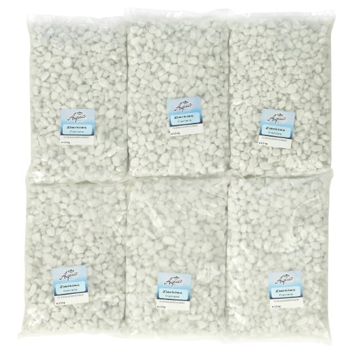 Dehner Aqua Aquarienkies Zierkies "Carrara", weiß, 6 x 2.5 kg, 1er Pack (1 x 15 kg) von Dehner