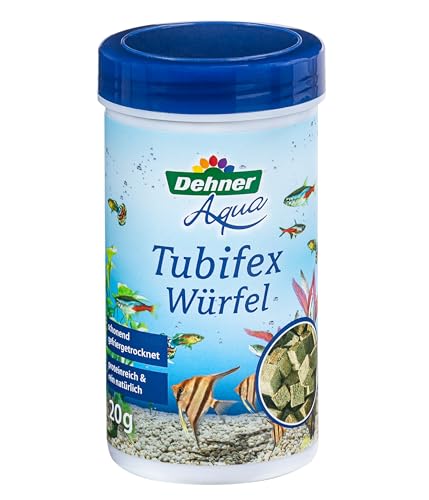 Dehner Aqua Fischfutter, Fischsnack proteinreich / 100% natürlich, Tubifex Würfel aus Bachröhrenwürmern für Zierfische, 20 g von Dehner