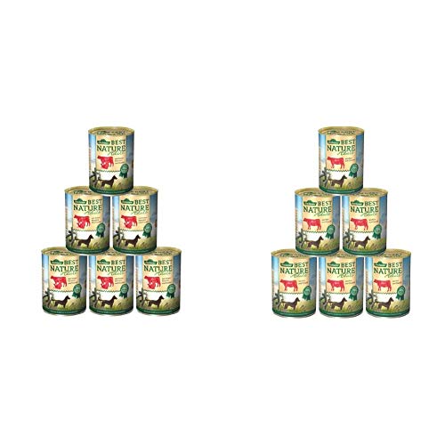 Dehner Best Nature Hundefutter Adult, Rind und Pute mit Karotten, 6 x 400 g (2.4 kg) & Best Nature Hundefutter Adult, Rind und Reis mit Distelöl, 6 x 400 g (2.4 kg) von Dehner