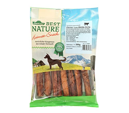 Dehner Best Nature Hundesnack, hochwertiges Leckerli getreidefrei / zuckerfrei, Kausnack für Hunde, Ochsenziemer, 250 g von Dehner