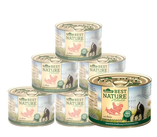 Dehner Best Nature Katzenfutter Adult, Lachs und Huhn mit Reis, 6 x 200 g (1.2 kg) von Dehner