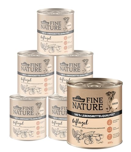 Dehner Fine Nature Hundefutter, Nassfutter in Lebensmittelqualität, für Welpen und junge Hunde, Geflügel, 6 x 800 g Dose (4.8 kg) von Dehner
