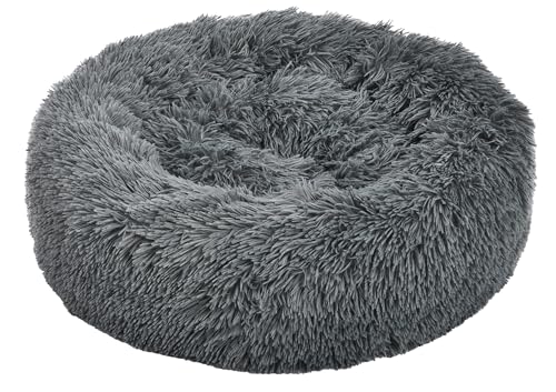 Dehner Hunde- und Katzenbett Cookie, Ø ca. 58 cm, Höhe ca. 14 cm, Polyester/Plüsch, grau von Dehner