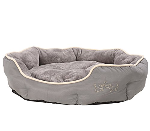 Dehner Lieblinge Hundebett und Katzenbett Sammy, oval, ca. 70 x 65 x 14 cm, Polyester, grau von Dehner