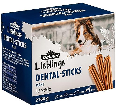 Dehner Lieblinge Hundesnack, Zahnpflege Dental Sticks zuckerfrei, Kausnack für ausgewachsene Hunde ab 25 kg, 56 Stück (2160 g) von Dehner