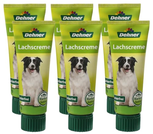 Dehner Lieblinge Hundesnack, Leckerli Creme zuckerfrei, Lebensmittelqualität, Lachs, in Tube, 6 x 75 g (450 g) von Dehner