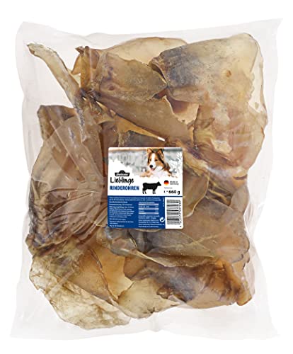 Dehner Lieblinge Hundesnack, Leckerli 100 % natürlich, Kausnack für ausgewachsene Hunde, Rinderohren, 660 g von Dehner