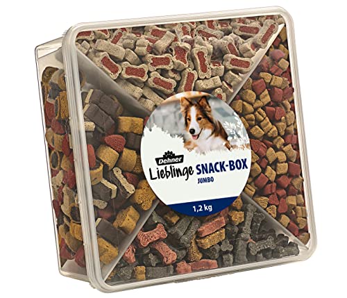 Dehner Lieblinge Hundesnack, Hundeleckerli zuckerfrei, Snackbox Jumbo, für ausgewachsene Hunde, mit 4 verschiedenen Sorten, 1.2 kg von Dehner