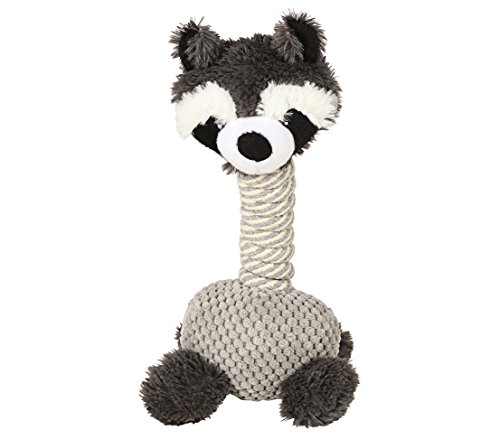 Dehner Hundespielzeug Racoon, mit Quietscher, ca. 34 x 15 cm, Sisal/Plüsch, grau von Dehner