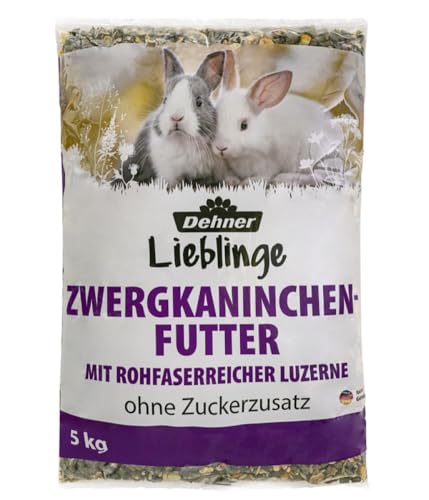 Dehner Zwergkaninchenfutter | Kaninchenfutter in Markenqualität, Alleinfuttermittel für Kaninchen, Nagerfutter ohne Zuckerzusatz und Konservierungsstoffe |mit Luzerne und Karotte | Adult | 5 kg von Dehner