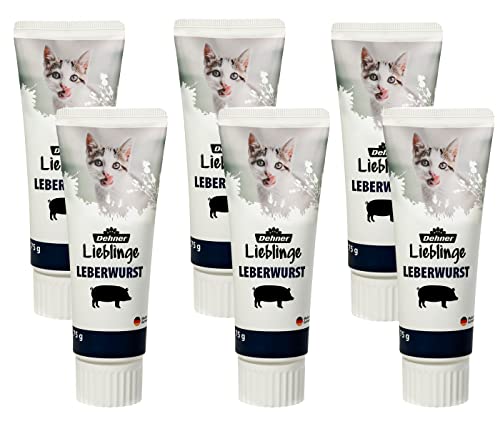 Dehner Katzensnack, Leckerli Leberwurst zuckerfrei, Lebensmittelqualität, in Tube, 6 x 75 g (450 g) von Dehner