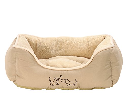 Dehner Lieblinge Hundebett und Katzenbett Sammy, ca. 47 x 37 x 17 cm, Polyester, beige von Dehner