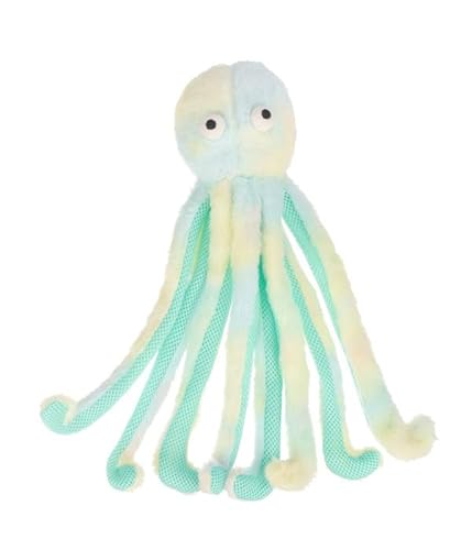 Dehner Lieblinge Hundespielzeug Baby Octopus, Plüschtier Spielzeug für Welpen/ausgewachsene Hunde, inkl. Quitscher/Raschelpapier, ca. 15 x 9 cm, Polyester, blau/türkis/grün von Dehner