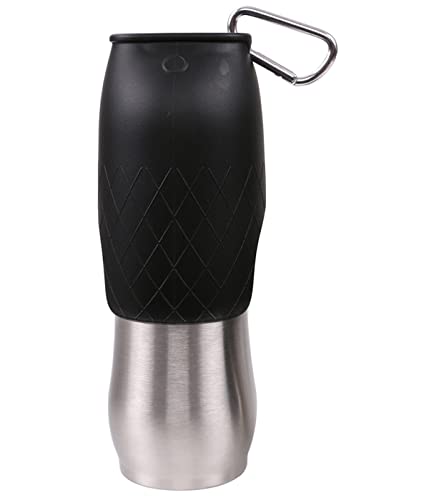 Dehner Lieblinge Hundetrinkflasche Travel, auch als Napf, 600 ml, Edelstahl, schwarz von Dehner