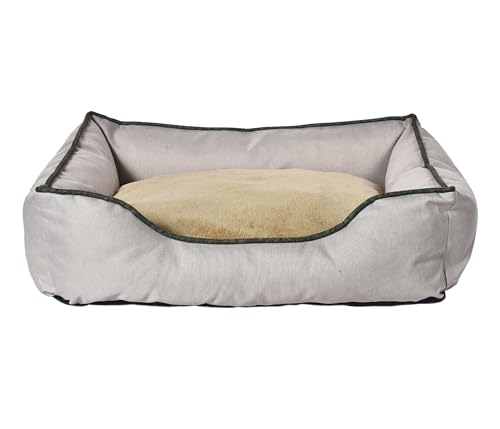 Dehner Lieblinge Kuschelbett Beanie, Hundebett/Katzenbett mit Anti-Rutsch-Boden, ca. 75 x 58 x 19 cm, Größe M, aus recycelten Materialien, beige von Dehner