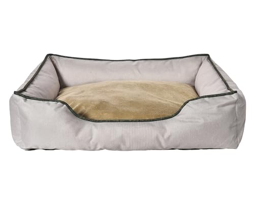 Dehner Lieblinge Kuschelbett Beanie, Hundebett/Katzenbett mit Anti-Rutsch-Boden, ca. 90 x 69 x 21 cm, Größe L, aus recycelten Materialien, beige von Dehner