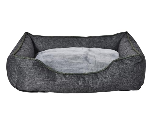 Dehner Lieblinge Kuschelbett Cleo, Hundebett/Katzenbett mit Anti-Rutsch-Boden, ca. 75 x 58 x 19 cm, Größe M, aus recycelten Materialien, grau von Dehner