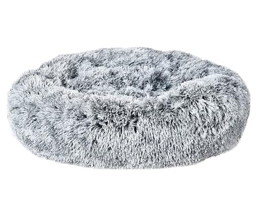 Dehner Lieblinge Kuschelbett Cookie, Hundebett/Katzenbett pflegeleicht, ca. Ø 58 cm, Höhe 14 cm, Größe M, Polyester, grau von Dehner