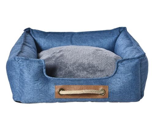 Dehner Lieblinge Kuschelbett Cyrus, Hundebett/Katzenbett mit Anti-Rutsch-Boden, ca. 57 x 52 x 18 cm, Größe M, Polyster/Polypropylen, blau von Dehner