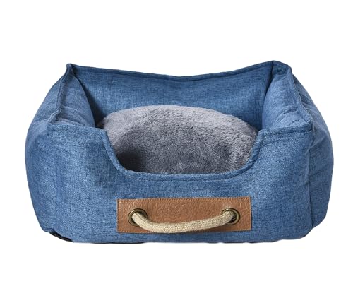 Dehner Lieblinge Kuschelbett Cyrus, Hundebett/Katzenbett standfest, ca. 45 x 40 x 16 cm, Größe S, Polyester/Polypropylen, blau von Dehner