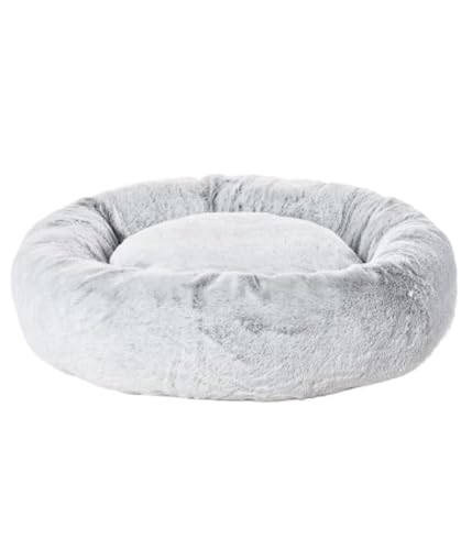 Dehner Lieblinge Kuschelbett Tender, Hundebett/Katzenbett pflegeleicht/hygienisch, ca. Ø 67 cm (Innen: ca. 37 cm), Höhe 15 cm, Größe M, Polyester, grau von Dehner