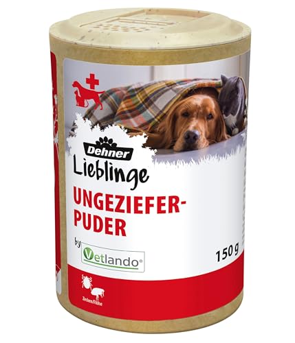 Dehner Lieblinge Ungeziefer-Puder, pflanzliches Zecken und Flo Puder für Hunde/Katzen, schonende Fellpflege, 150 g von Dehner