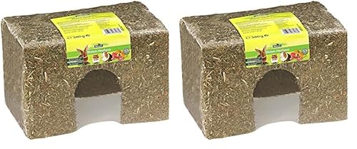 Dehner Nagersnack, Nagerfutter, essbarer Unterschlupf für Zwergkaninchen/Nager, Blüten-Heuhaus, 300g (2er Pack) von Dehner