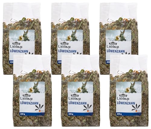 Dehner Nagersnack, Nagerfutter 100 % natürlich, für Kaninchen / Nagetiere, Löwenzahn mit Ringelblumen, 6 x 100 g (600 g) von Dehner