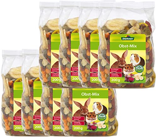 Dehner Lieblinge Nagersnack, Obst-Mix, Premium Snack vitamreich, für Nager, 8 x 200 g (1.6 kg) von Dehner