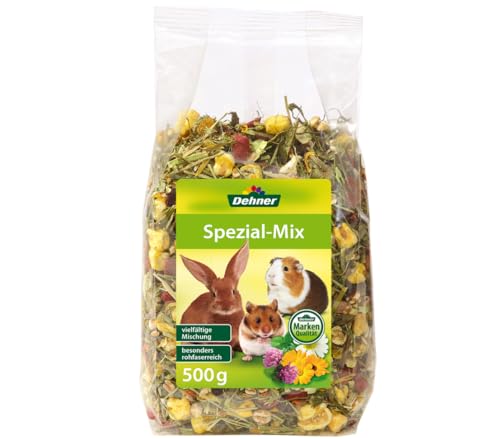 Dehner Nagersnack, Spezial-Mix rohfaserreich, für Zwergkaninchen / Nager, Kräuter / Gemüse, 6 x 500 g (3 kg) von Dehner