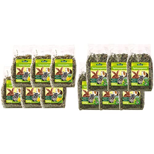 Dehner Nagersnack Löwenzahn, 6 x 100 g (600 g) & Nagersnack, Spitzwegerich, 6 x 125 g (750 g) von Dehner