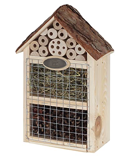 Dehner Natura Premium Insektenhotel Flavia, Insektenhaus / Nistkasten für Bienen/Schmetterlinge/Käfer, ca. 19 x 28 x 9 cm, Kiefernholz/Metall, natur von Dehner