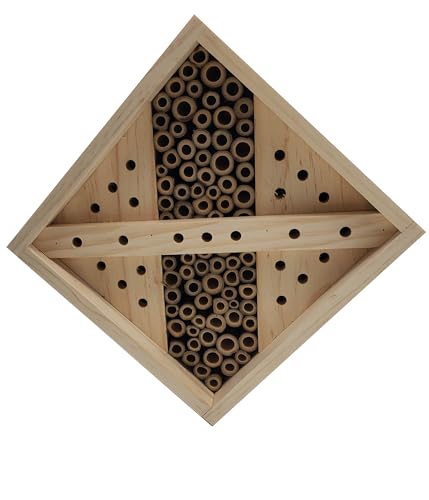 Dehner Natura Premium Insektenhotel Nueva, Bienenhotel nachhaltig, Insektenhaus/Nistkasten für Bienen/Schmetterlinge/Käfer, ca. 18 x 18 x 11 cm, aus FSC-zertifizierten Kiefernholz, Natur von Dehner