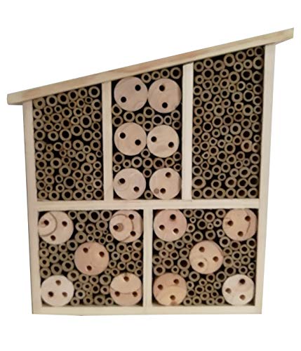 Dehner Natura Insektenhotel Osmia, Insektenhaus / Nistkasten für Bienen/Schmetterlinge/Käfer, ca. 32 x 9 x 30 cm, Kiefern-, Tannenholz/Bambus/Sperrholz, natur von Dehner