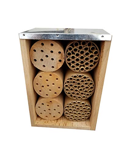 Dehner Natura Premium Insektenhotel Pontica, Insektenhaus / Nistkasten für Bienen/Schmetterlinge/Käfer, ca. 23 x 11 x 16 cm, Buchenholz/Papier, natur von Dehner