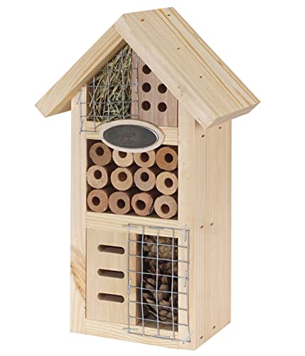 Dehner Natura Premium Insektenhotel Regina, Insektenhaus / Nistkasten für Bienen/Schmetterlinge/Käfer, ca. 16 x 27 x 9 cm, aus FSC-zertifiziertem Kiefernholz / Metall, natur von Dehner