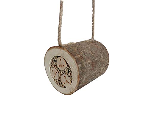 Dehner Natura Premium Insektenhotel Trentino, Insektenhaus / Nistkasten für Bienen/Schmetterlinge/Käfer, Ø 15 cm, Länge 17.5 cm, Pappelholz, beige/braun von Dehner