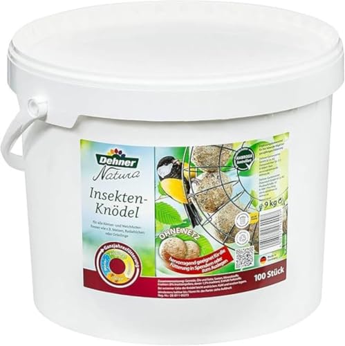 Dehner Natura Premium Meisenknödel ohne Netz, Insektenknödel, ganzjähriges Wildvogelfutter proteinreich / energiereich, hochwertiges Vogelfutter für Wildvögel, im Eimer, 100 Stück je 90 g (9 kg) von Dehner