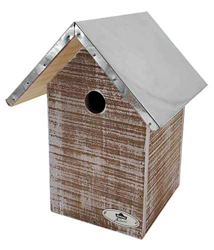 Dehner Natura Premium Wildvogel Nistkasten Cologne, Vogelhaus / Vogelnistkasten für Wildvögel, robust, zum Aufhängen, ca. 19.5 x 26 x 19.5 cm, Kiefernholz/Blech, braun von Dehner