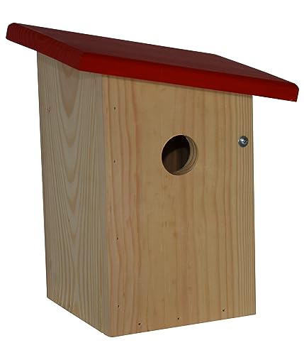 Dehner Natura Premium Wildvogel Nistkasten Jonna, Vogelhaus / Vogelnistkasten für Wildvögel, robust, ca. 19 x 24 x 16 cm, aus FSC - zertifiziertem Kiefernholz, rot / natur von Dehner