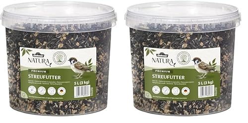 Dehner Natura Premium Wildvogelfutter, Streufutter, Ganzjahresfutter proteinreich/energiereich, hochwertiges Vogelfutter für Wildvögel, im Eimer, 3 kg (5 l) (Packung mit 2) von Dehner