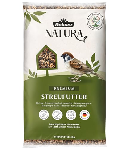 Dehner Natura Premium Wildvogelfutter, Streufutter, Ganzjahresfutter proteinreich / energiereich, hochwertiges Vogelfutter für Wildvögel, 5 kg von Dehner